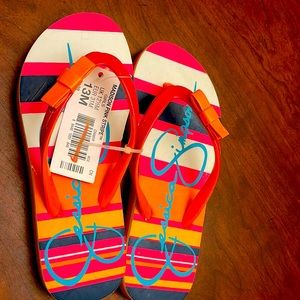 New Jessica Simpson madison pink stripe girls slippers size 13M